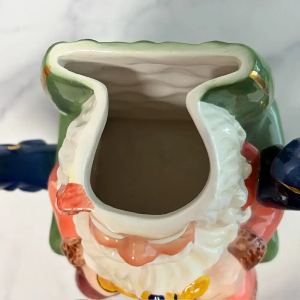 Department 56 Santa Claus Figural Teapot Green Chair Christmas Ceramic 10in